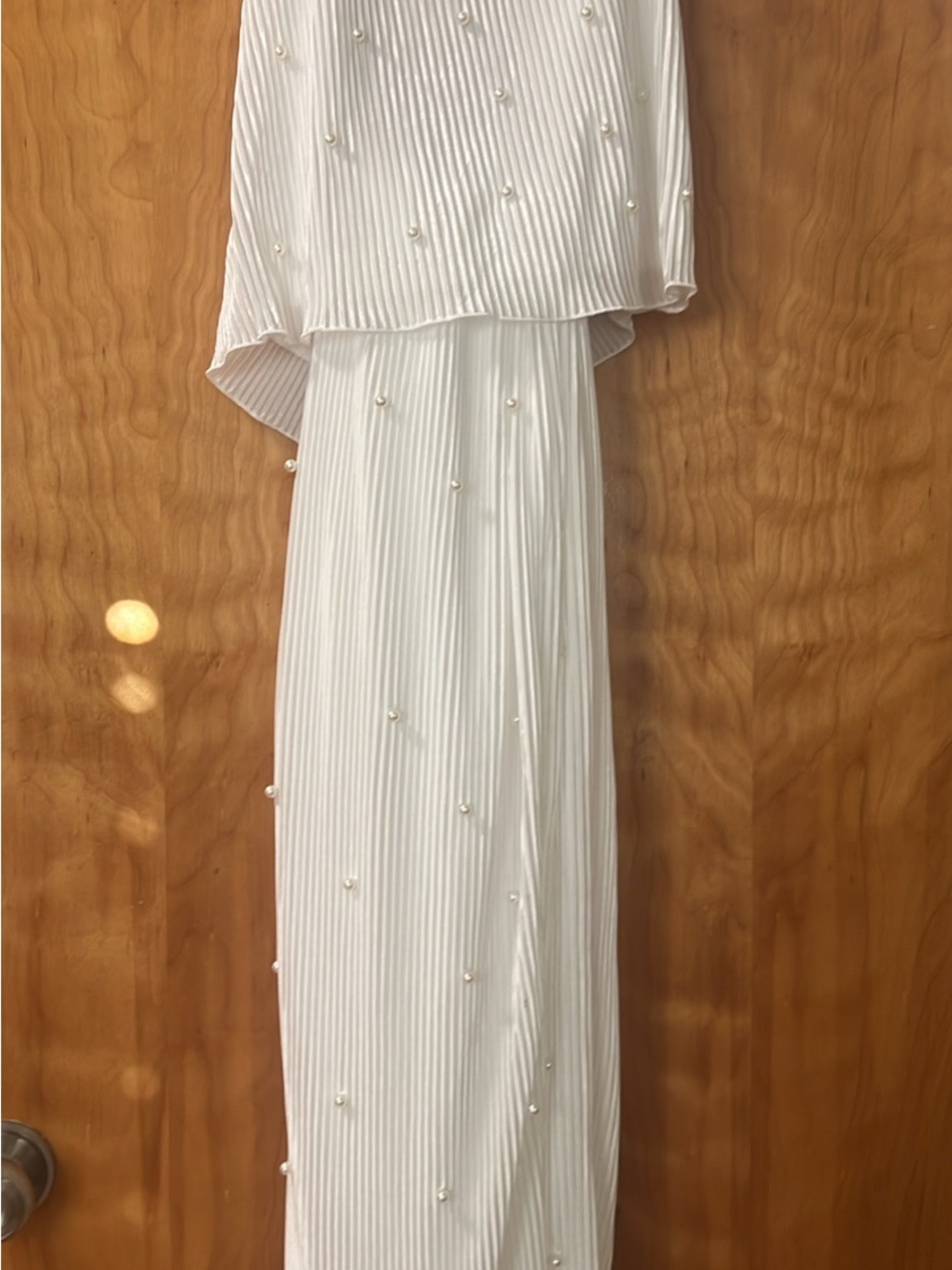 Elegant White Bride to Be — Getting ready outfit with Pearl Embellishments